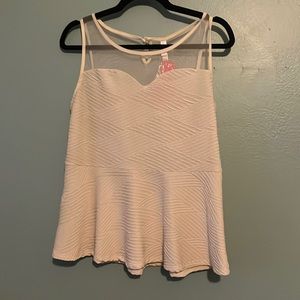 White geometric peplum top